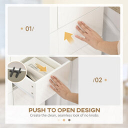 Homcom Kitchen Cupboard Storage Cabinet Push Open Doors And Drawers, White - thumbnail 6