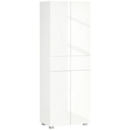 Homcom Kitchen Cupboard Storage Cabinet Push Open Doors And Drawers, White - thumbnail 2