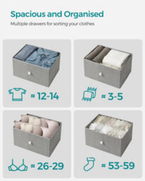 "Songmics ""dresser, 6-Drawer Fabric Storage Unit, Metal Frame, For Bedroom, Hallway, Grey And White """ - thumbnail 4