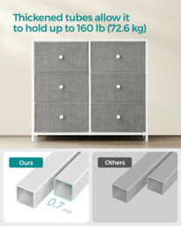 "Songmics ""dresser, 6-Drawer Fabric Storage Unit, Metal Frame, For Bedroom, Hallway, Grey And White """ - thumbnail 5