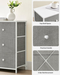 "Songmics ""dresser, 6-Drawer Fabric Storage Unit, Metal Frame, For Bedroom, Hallway, Grey And White """ - thumbnail 7