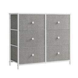 "Songmics ""dresser, 6-Drawer Fabric Storage Unit, Metal Frame, For Bedroom, Hallway, Grey And White """ - thumbnail 2