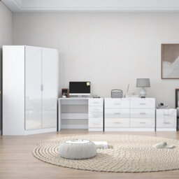 Reflect - 2 Door Corner + 6 Drawer Chest + 2 Drawer Bedside + 4 Drawer Desk - Gloss White / Matt White - thumbnail 3