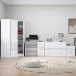 Reflect - 2 Door Corner + 6 Drawer Chest + 2 Drawer Bedside + 4 Drawer Desk - Gloss White / Matt White - thumbnail 4
