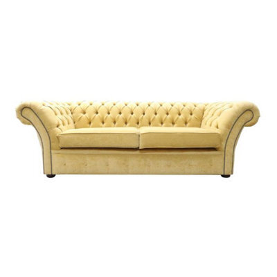 Chesterfield 3 Seater Sofa Settee Pimlico Corn Fabric In Balmoral Style - image 1