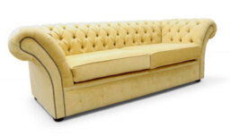 Chesterfield 3 Seater Sofa Settee Pimlico Corn Fabric In Balmoral Style - thumbnail 3
