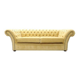 Chesterfield 3 Seater Sofa Settee Pimlico Corn Fabric In Balmoral Style - thumbnail 1