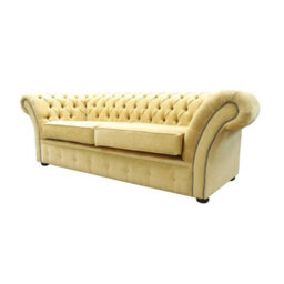 Chesterfield 3 Seater Sofa Settee Pimlico Corn Fabric In Balmoral Style - thumbnail 2