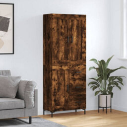 Berkfield Highboard Smoked Oak 69.5X34X180 Cm Engineered Wood - thumbnail 1