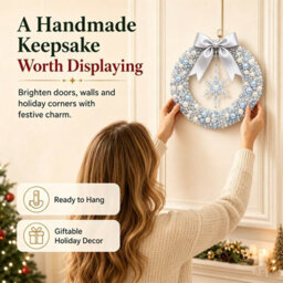Amorly Diy Christmas Pearl Wreath Kit, Handmade Beaded Holiday Door Decor With Beads, Ribbon And Instructions, Craft Gift (Snowflake) - thumbnail 7