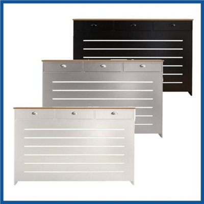 Radiator Cover Cabinet Modern Drawer Storage Mdf Horizontal Cream Grey Black - image 1