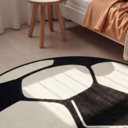 The Rugs Design Velours Football Rug Round Soft Polypropylene Kids Play Mat In Black - thumbnail 7