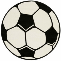 The Rugs Design Velours Football Rug Round Soft Polypropylene Kids Play Mat In Black