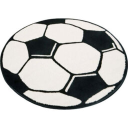 The Rugs Design Velours Football Rug Round Soft Polypropylene Kids Play Mat In Black - thumbnail 8