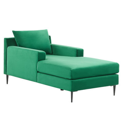 Beliani Chaise Longue Gueret Velvet Green - image 1