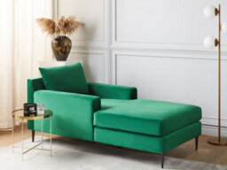 Beliani Chaise Longue Gueret Velvet Green - thumbnail 2