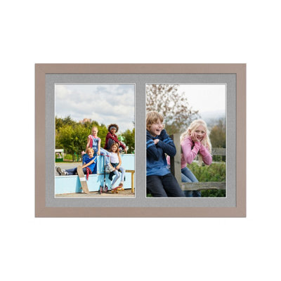 AK Frames 20X14 Rose Gold Modern Multi Photo Frame With Silver Mount - Holds 2 Apertures (2X) A4 Photos - image 1