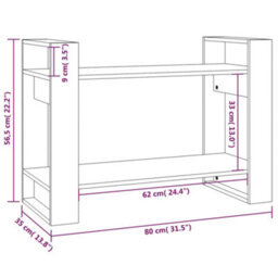 Berkfield Book Cabinet/room Divider Grey 80X35X56.5 Cm Solid Wood Pine - thumbnail 8