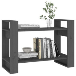 Berkfield Book Cabinet/room Divider Grey 80X35X56.5 Cm Solid Wood Pine - thumbnail 4