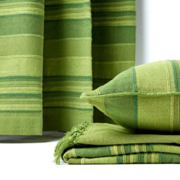 Homescapes Cotton Morocco Striped Green Curtains 167 X 182 Cm - thumbnail 4