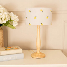 Valuelights Victoria Light Wood Candlestick Table Lamp With Lemon Embroidered Lamp Shade - thumbnail 3