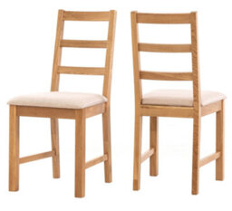 Hallowood Furniture Waverly Small Folding Table With 4 Ladder Back Oak Chairs With Beige Fabric Seats - thumbnail 9
