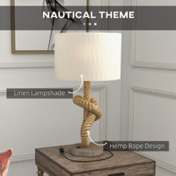 Homcom Led Nautical Table Lamp With Usb Charging Port For Bedroom Living Room - thumbnail 4