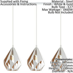 Elegant White And Gold Geometric Hanging Pendant Light For Kitchen Island - thumbnail 2