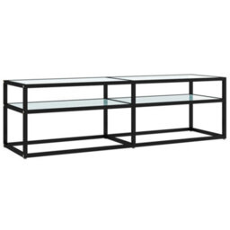 Berkfield Sturdy Tv Cabinet White Marble 140X40X40.5 Cm Tempered Glass - thumbnail 1