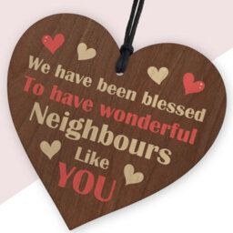 Red Ocean Neighbour Thank You Gifts - Neighbour Christmas - Friendship Gift For Neighbour - Wooden Hanging Heart Plaque - thumbnail 2