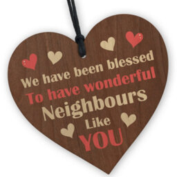 Red Ocean Neighbour Thank You Gifts - Neighbour Christmas - Friendship Gift For Neighbour - Wooden Hanging Heart Plaque