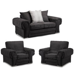 Furnishings For Less UK Milan Fabric 3 Piece Sofa Suite Black Scatter Back 2 Seater And 2 Matching Armchairs -  2 1 1 - thumbnail 1