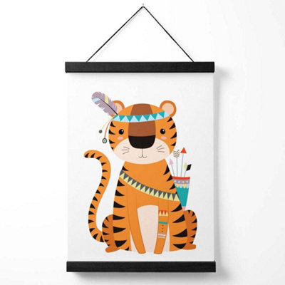 Artze Wall Art Tiger Tribal Animal Art Print With Black Frame Size: A4 - image 1