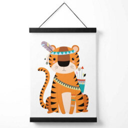 Artze Wall Art Tiger Tribal Animal Art Print With Black Frame Size: A4 - thumbnail 1
