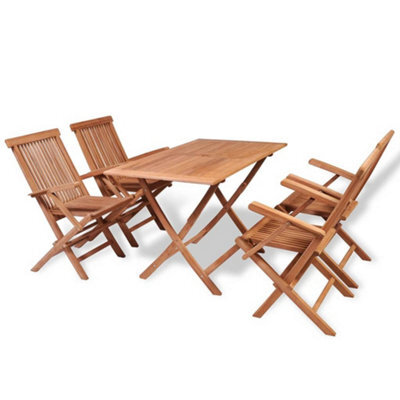 Berkfield 5 Piece Garden Dining Set Solid Teak Wood - image 1