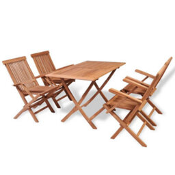 Berkfield 5 Piece Garden Dining Set Solid Teak Wood - thumbnail 1