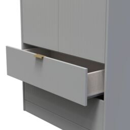 Imola Ready Assembled Contemporary Matt Grey 2 Drawer Tall Double Wardrobe (H)1960mm (W)740mm (D)520mm - thumbnail 4