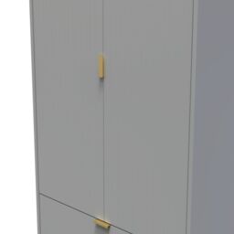 Imola Ready Assembled Contemporary Matt Grey 2 Drawer Tall Double Wardrobe (H)1960mm (W)740mm (D)520mm - thumbnail 3