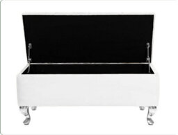 Londona 137Cm Chesterfield Ottoman Storage Bench - Plush Velvet Shoe Bench - White Upholstery Footstool With Storage - thumbnail 2