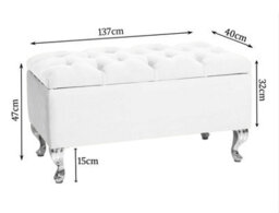 Londona 137Cm Chesterfield Ottoman Storage Bench - Plush Velvet Shoe Bench - White Upholstery Footstool With Storage - thumbnail 5