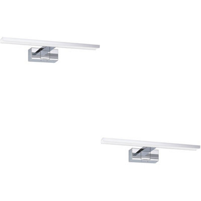 Loops 2 Pack Sleek Modern Chrome Mirror Wall Light - 60Cm Led Fixture For Stylish Bathrooms - image 1