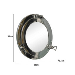 Melody Maison Silver Metal Porthole Mirror 28Cm X 28Cm - thumbnail 7