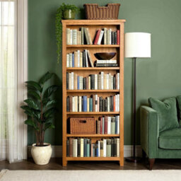 Surrey Oak 6 Tier Large Bookcase - By Roseland Furniture - thumbnail 2
