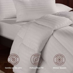 MHG Living Hypoallergenic 16.5 Tog Winter Duvet & Pillow Set - Extra Warm Striped Microfibre Bedding - King - thumbnail 3