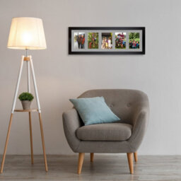 AK Frames 26X8 Matte Black Modern Multi Photo Frame With Silver Mount - Holds 5 Apertures (5X) 6X4 Photos - thumbnail 3