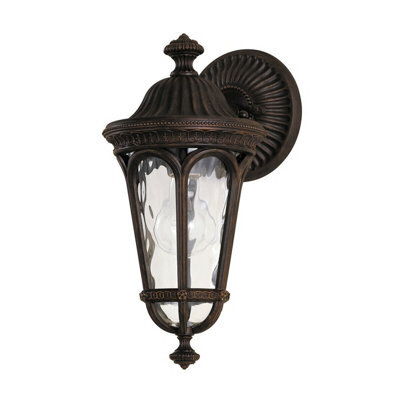 Stylish Outdoor Ip44 Wall Light In Walnut Finish With Led E27 Bulb