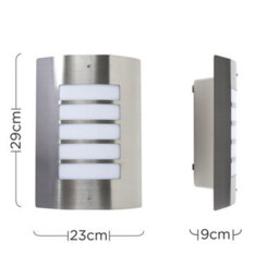 Valuelights Stainless Steel And Frosted Ip44 Rated Outdoor Garden Wall Mounted Security Light With Led Candle Bulb In Cool White - thumbnail 8