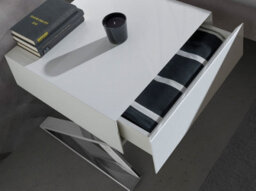 Angel Cerda Stylish White Wooden Bedside Table With Chrome Legs - thumbnail 4