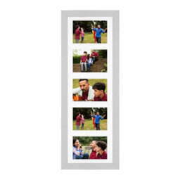 AK Frames 26X8 Silver Sleek Multi Photo Frame With White Mount - Holds 5 Apertures (5X) 6X4 Photos - thumbnail 1