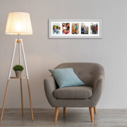 AK Frames 26X8 Silver Sleek Multi Photo Frame With White Mount - Holds 5 Apertures (5X) 6X4 Photos - thumbnail 3